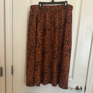 💜SHEIN Orange Brown Midi A-Line Skirt
